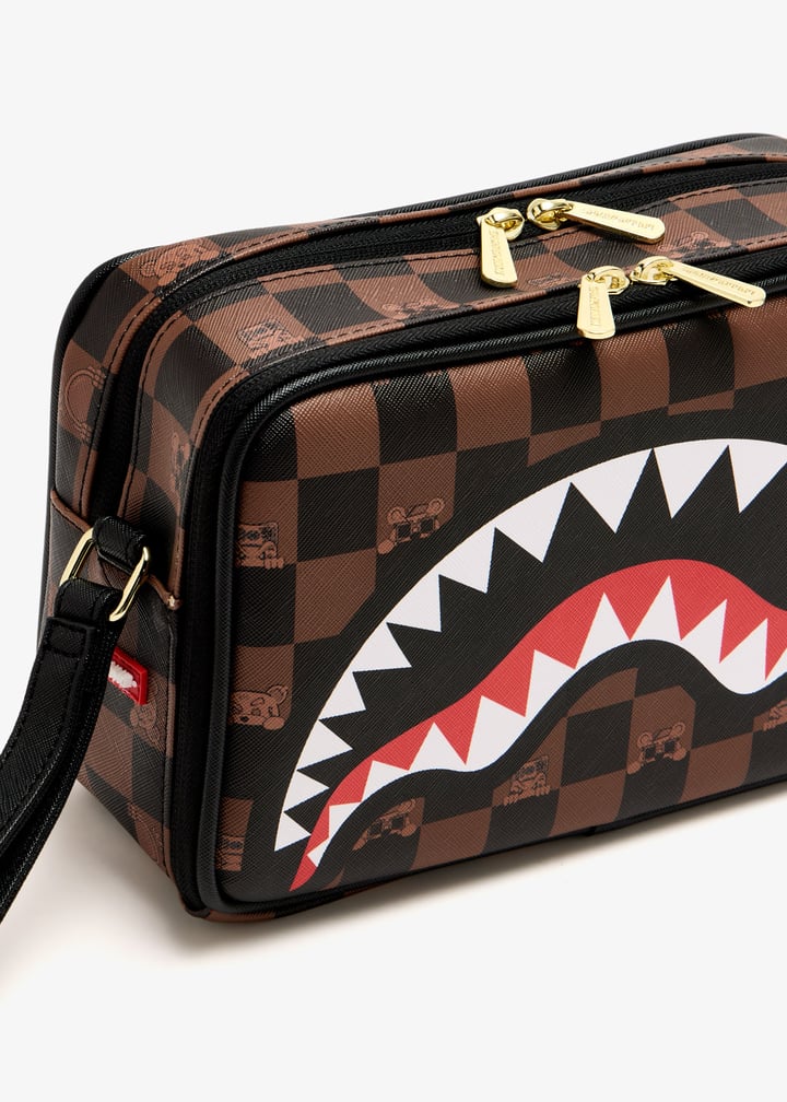 Spray Ground Peeking Character check toiletry bag for Men