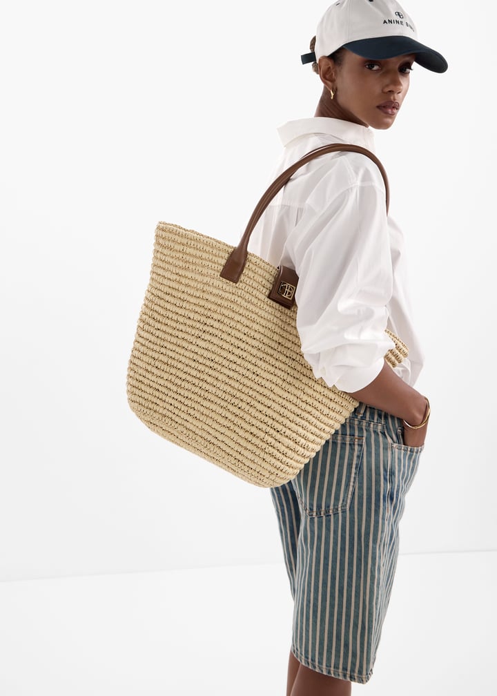 トートバッグ Anine Bing Cabas Lou Monogramme - Leather - Beige ANINE BING Lou monogram tote bag for Women - Beige in USA