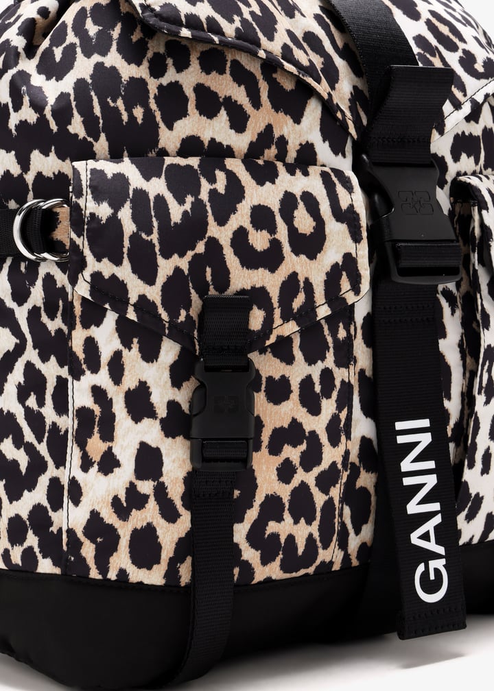 Ganni Recycled tech backpack for Women - Animal Printed in