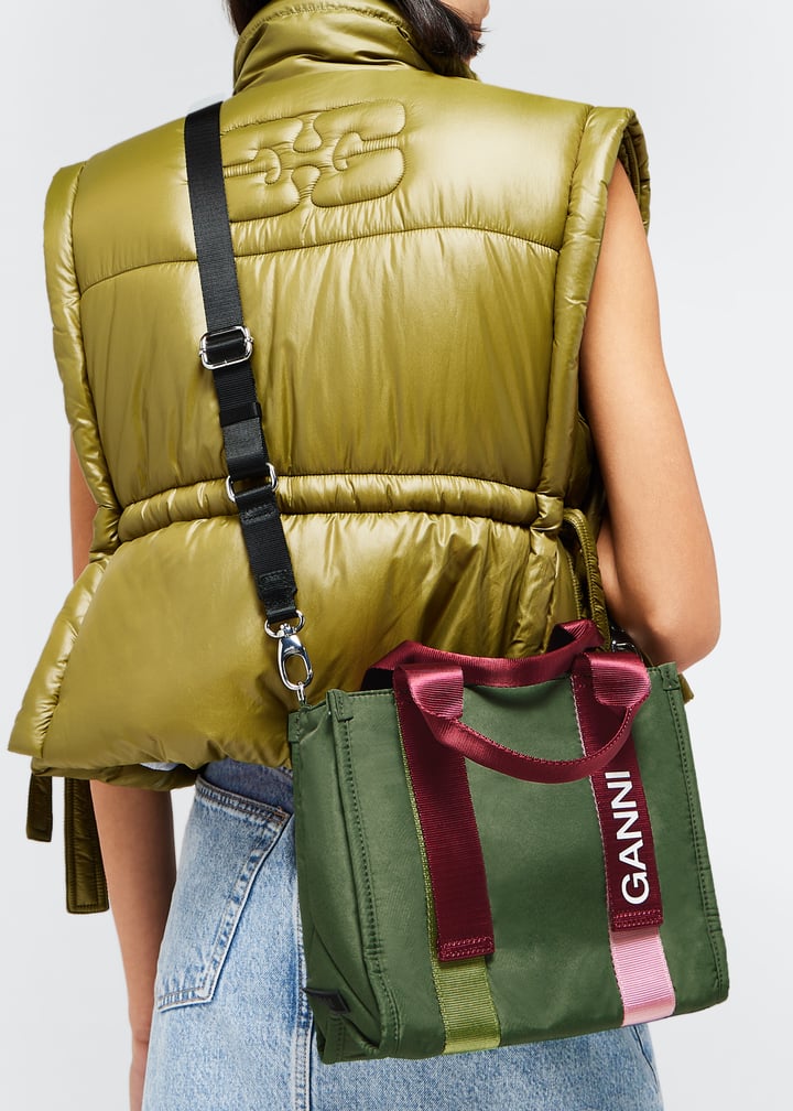 Ganni Small Tech tote bag for Women - Green in UAE | Level Shoes