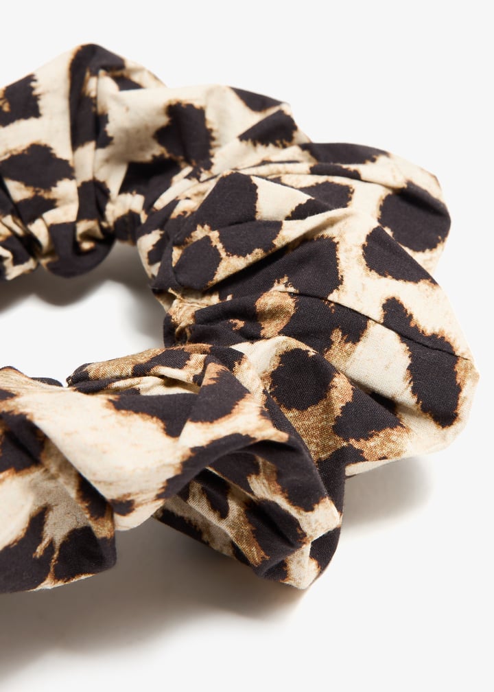 Ganni Leopard cotton scrunchie for Women - Animal Printed in