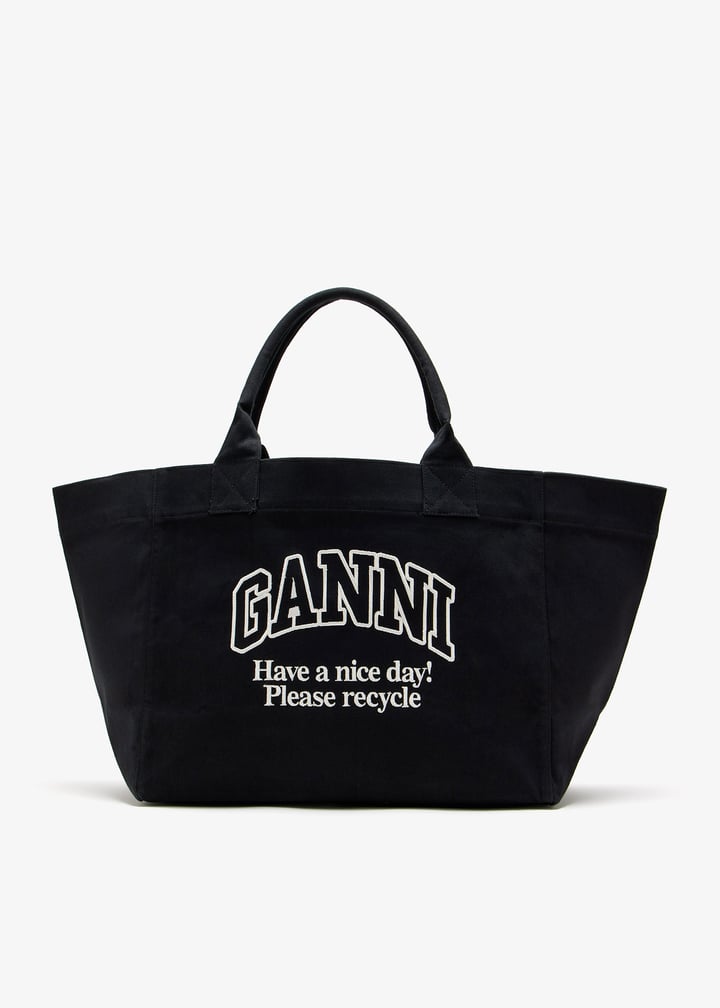 トートバッグ GANNI Woman Tote bags Black A6583 099 Ganni Oversized tote bag for Women - Black in UAE | Level Shoes