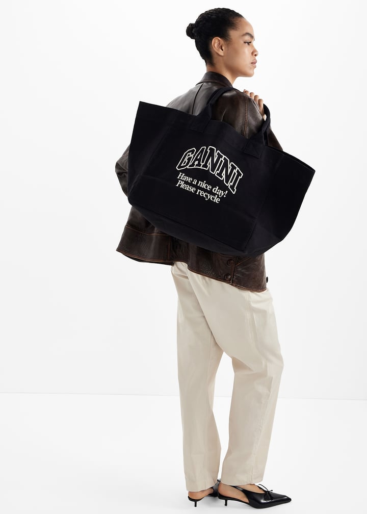 トートバッグ Ganni Borsa Shopping Grande In Cotone 0400022062222_BLACK?wid=600&