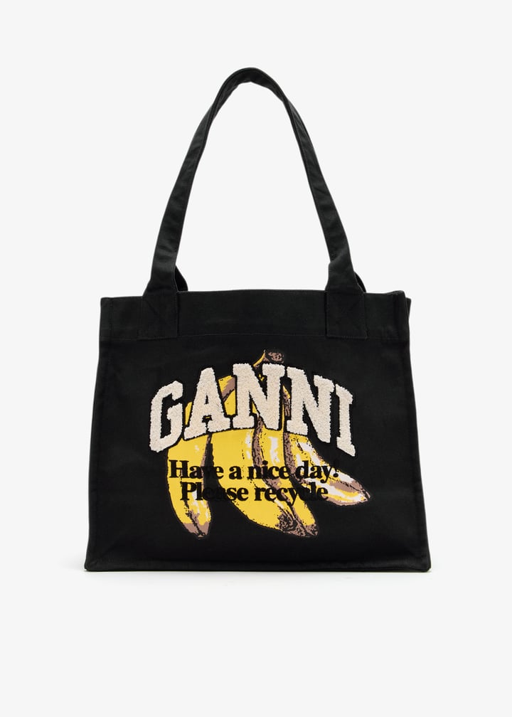 トートバッグ Ganni Large Easy Shopper Bag - Ganni - Cotton - Black 0400022062222_BLACK?wid=600&