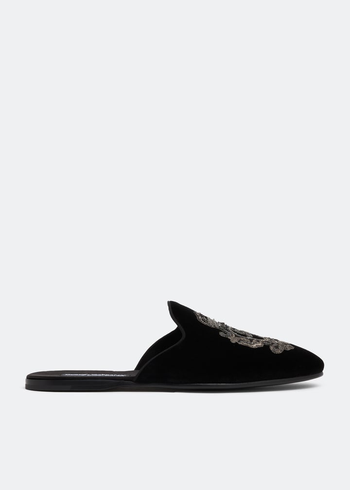 Dolce&Gabbana Velvet slippers for Men - Black in UAE | Level