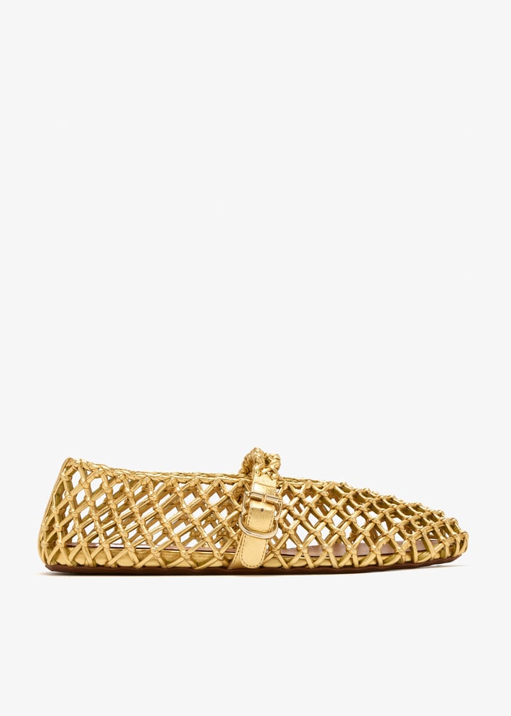 Alaïa La Ballerine braided ballerinas for Women - Gold in KSA | Level Shoes