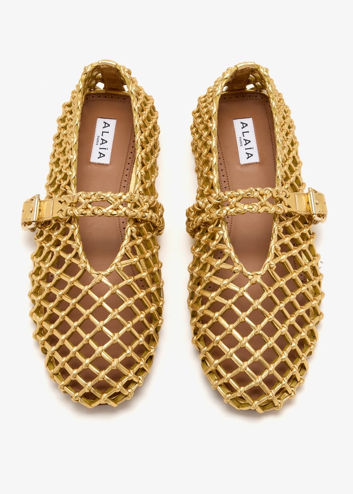 Alaïa La Ballerine braided ballerinas for Women - Gold in KSA | Level Shoes