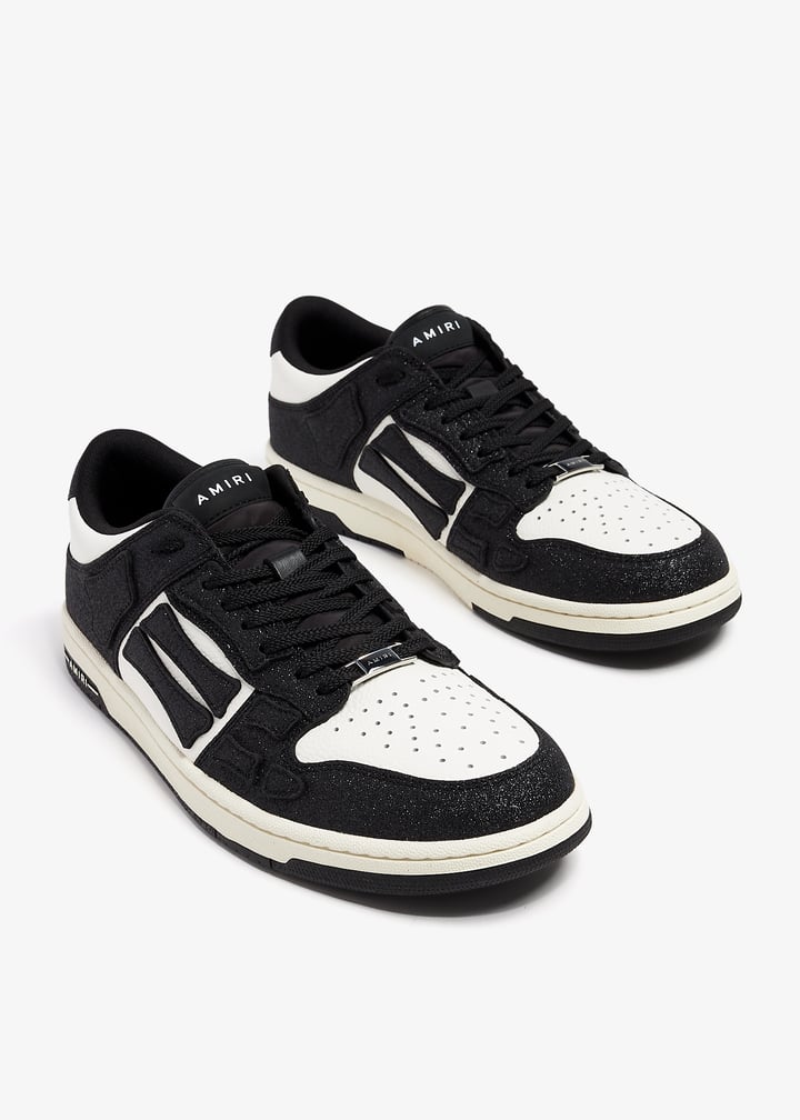 【AMIRI】メンズ SHIMMER SKEL TOP LOW スニーカー AMFOSR1049 AMIRI Skel Top Low Shimmer Black White Men's - AMFOSR1049