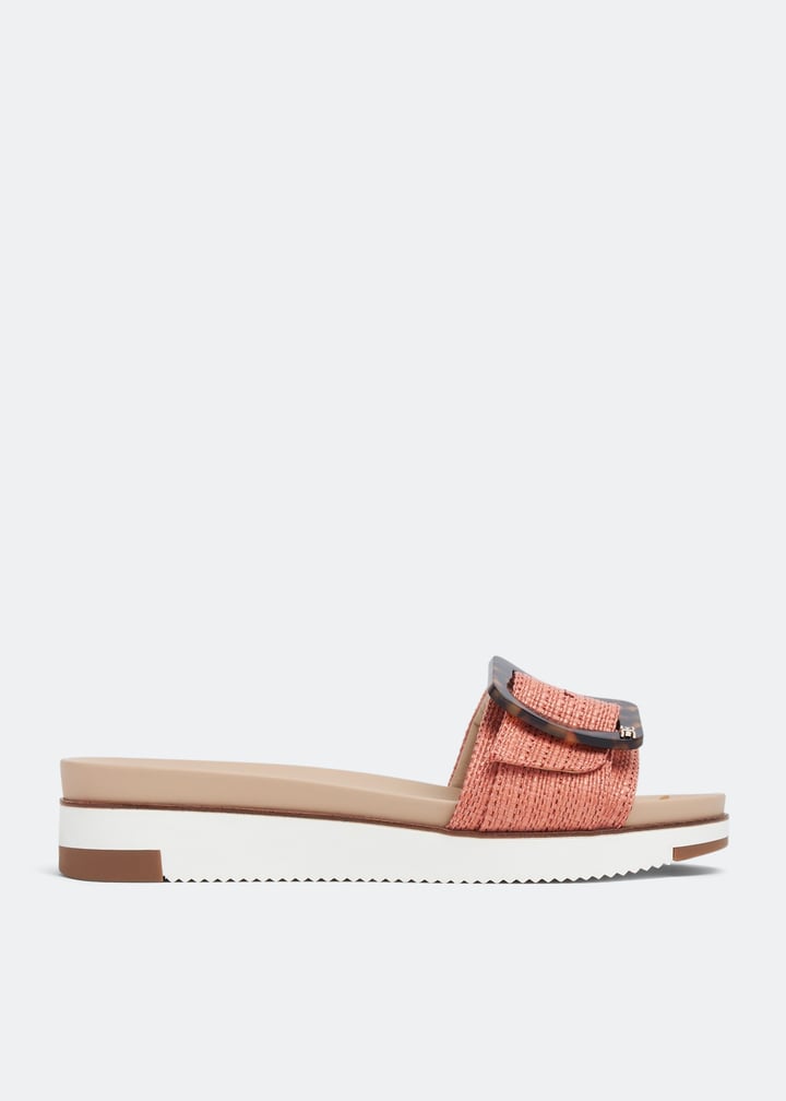 Sam Edelman Sandali Ariane Slide Donna - Tessuto Guscio D'Uovo, Fibbia Oversize, Suola Ammortizzata, Plantare Sagomato, Taglia 37.5 EU