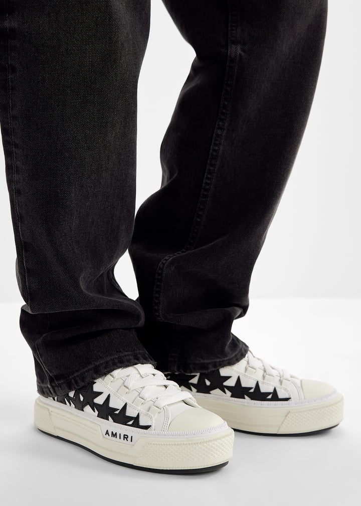 【AMIRI】女性 PLATFROM STARS COURT LOW スニーカー AWFOSR1008 White & Black Platform Stars Court Low Sneakers by AMIRI on Sale