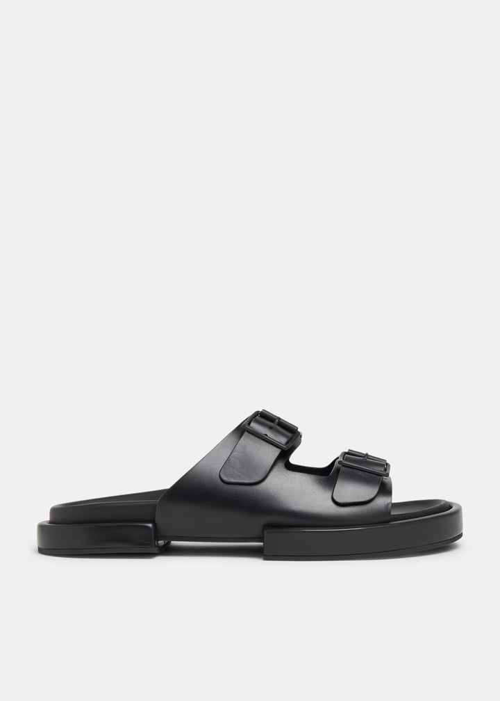 サンダル・ミュール Block Henri Sandals - Ann Demeulemeester - Black - Leather Ann Demeulemeester Henri Block sandals for Men - Black in
