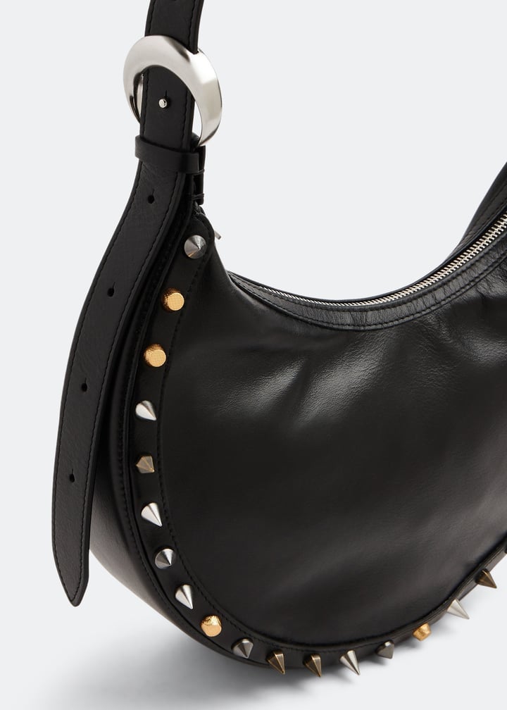 Marine Serre Crescent Moon leather bag for Women - Black in