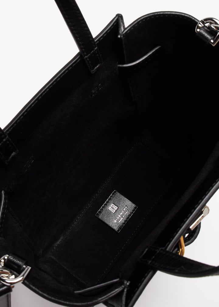 「Voyou」ミニトート ブラック Nano Voyou bag in satin with bow detail in - black | Givenchy US