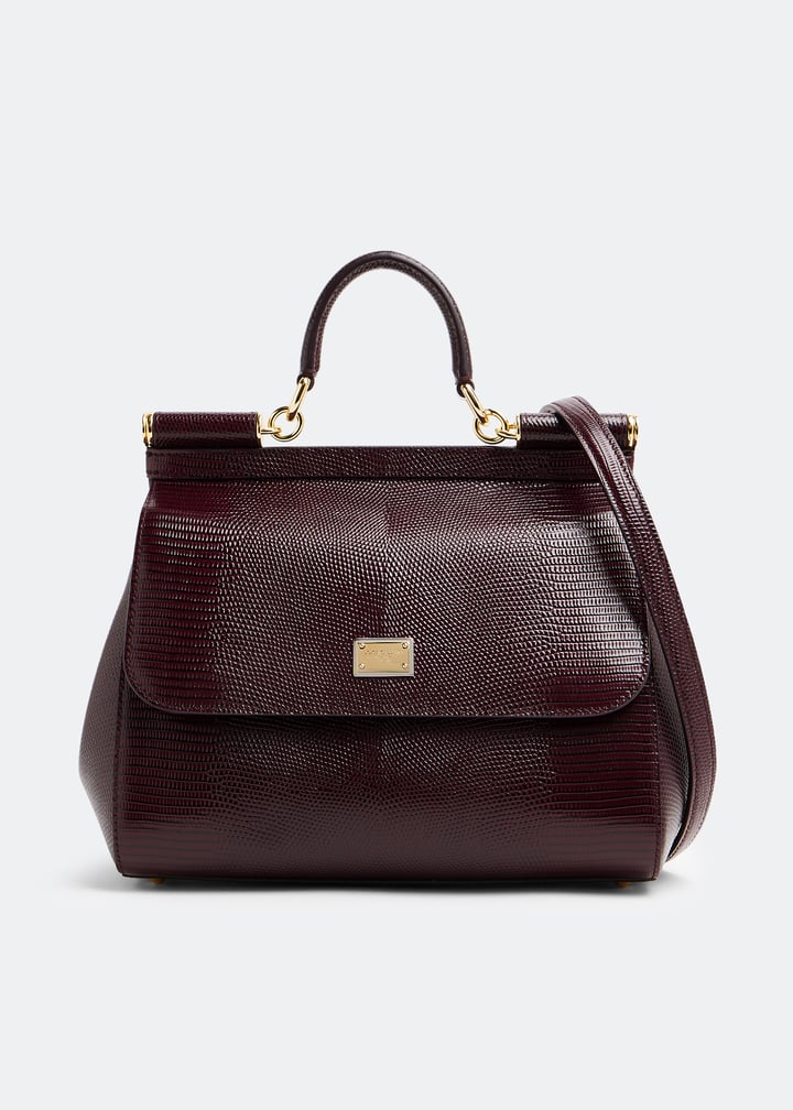 Dolce&Gabbana Medium Sicily iguana bag for Women - Burgundy