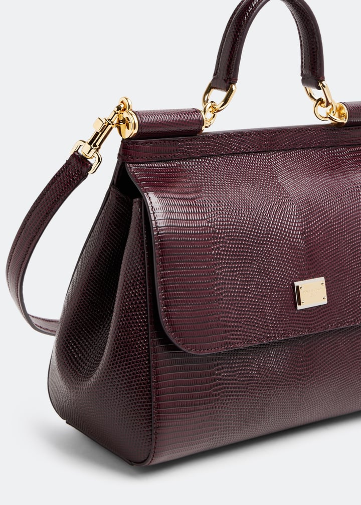 Dolce&Gabbana Medium Sicily iguana bag for Women - Burgundy