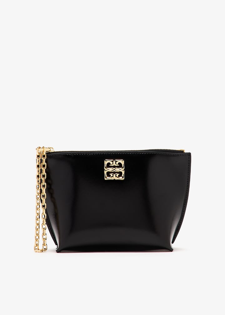 【関税込み】Givenchy ブラック 4G Liquid ポーチ Small 4G Liquid pouch in Box leather with chain in - black