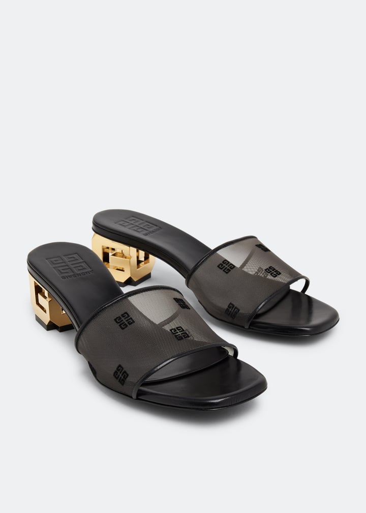 サンダル・ミュール GIVENCHY Givenchy G Cube mules in satin with strass GIVENCHY Givenchy G Cube mules in satin with strass