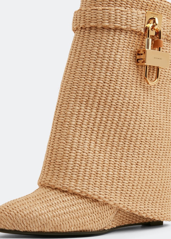 【GIVENCHY】Shark Lock ラフィア アンクル ブーツ Givenchy Shark Lock raffia ankle boots for Women - Beige in