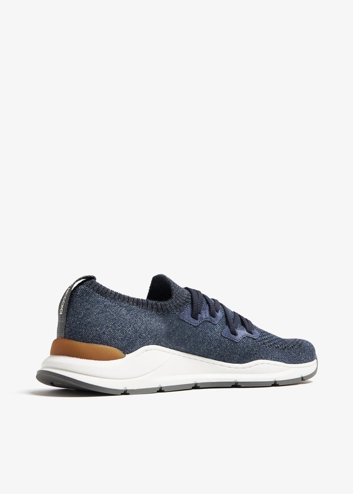 Brunello Cucinelli Cotton chiné knit sneakers for Boy - Blue