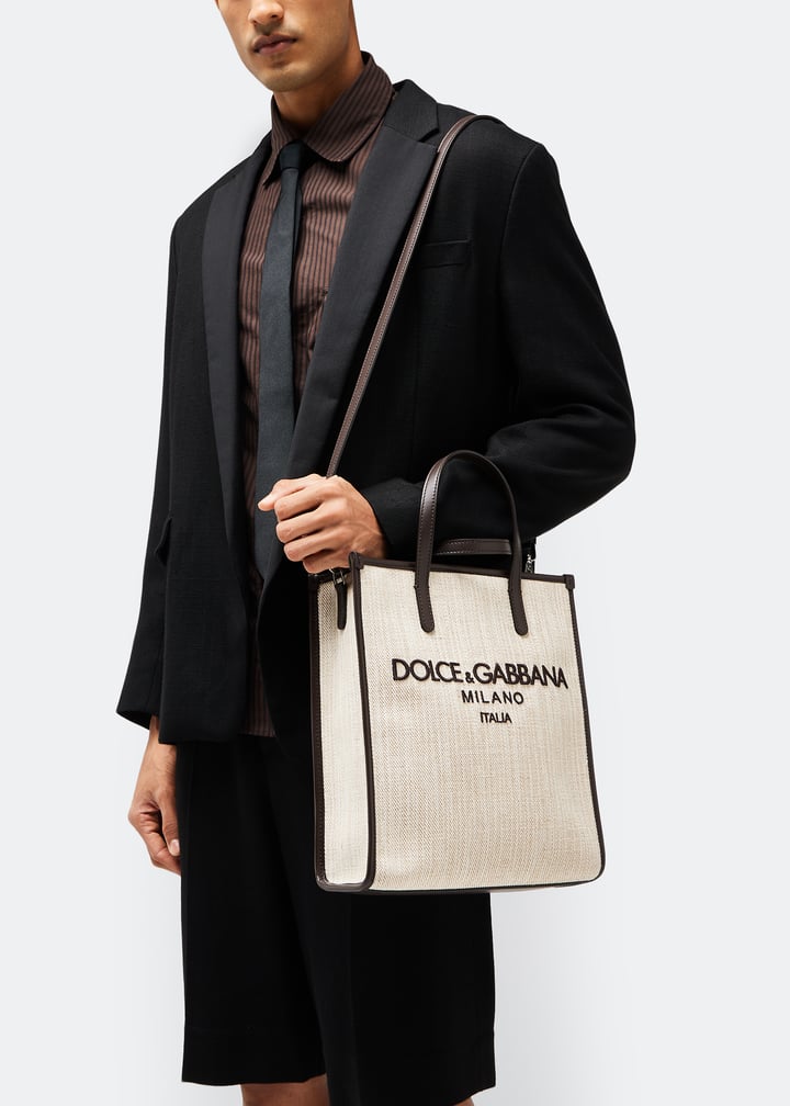【関税＆送料込み】Dolce & Gabbana Shopping Canvas St+Vit.A White canvas shopper with garden print in Print for Men