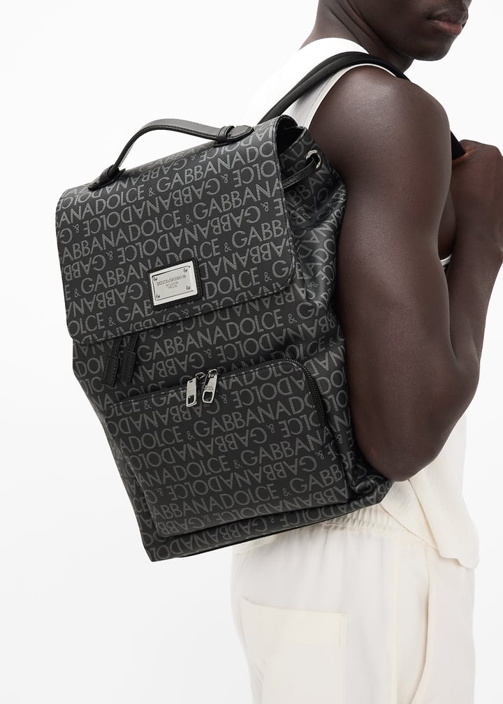 Dolce&Gabbana Coated jacquard backpack for Men - Black in KSA | Level Shoes