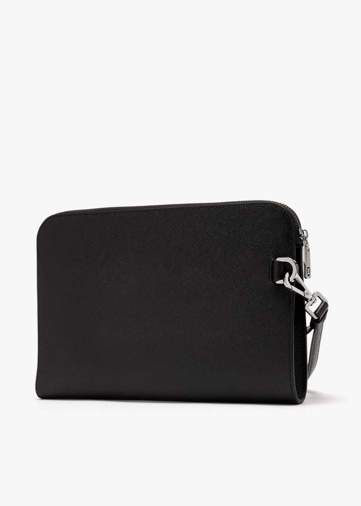 Dolce&Gabbana Logo calfskin pouch for Men - Black in UAE