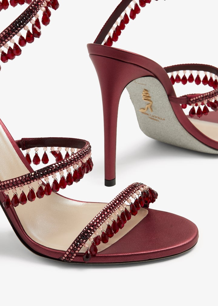 【美品】38サイズ　レネカオヴィラRENE CAOVILLA Jeweled Cinderella Nude Sandal With Serpent 105 | Rene Caovilla®