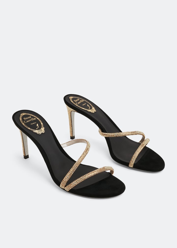 René Caovilla Irina crystal mules for Women - Gold in UAE