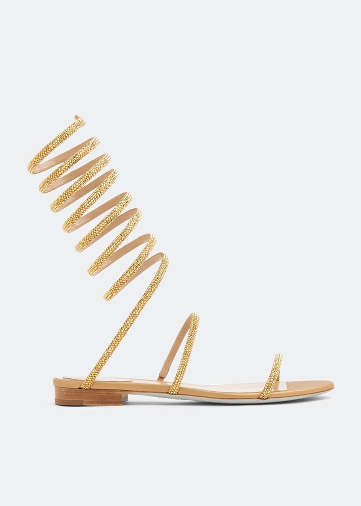 René Caovilla Cleo flat sandals for Women - Gold in UAE | Level Shoes
