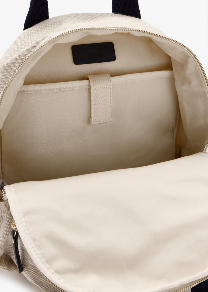 Chloé Canvas Leather Backpack Brown Logo Chloe - Logo-embroidery Two-tone Backpack - igloobaby