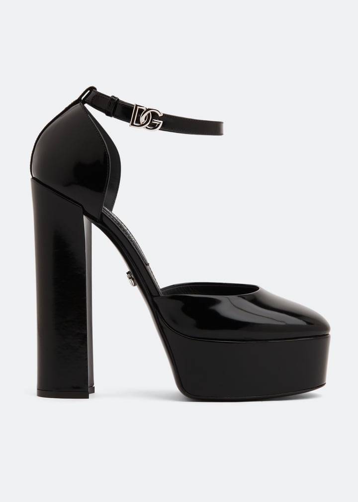 Dolce&gabbana女士抛光小牛皮厚底高跟鞋- 黑色阿联酋| level shoes