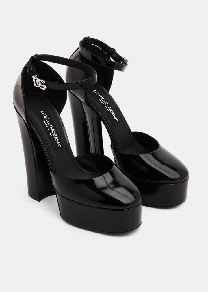 Dolce&gabbana女士抛光小牛皮厚底高跟鞋- 黑色阿联酋| level shoes