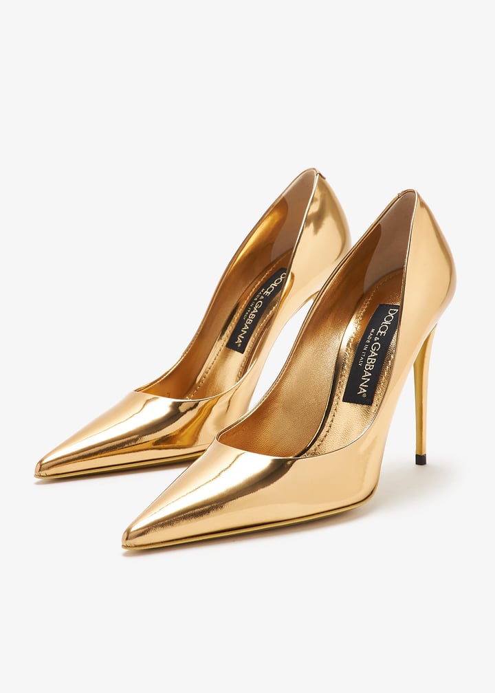 【美品】DOLCE & GABBANA ハイヒール 革　ゴールドソール DOLCE&GABBANA ドルガバ 19SS Portofino 王冠パッチ スニーカー