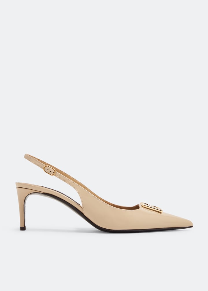 【関税&送料込み】Dolce & Gabbana Beige Leather Slingback Dolce&Gabbana Polished calfskin slingbacks for Women - Beige