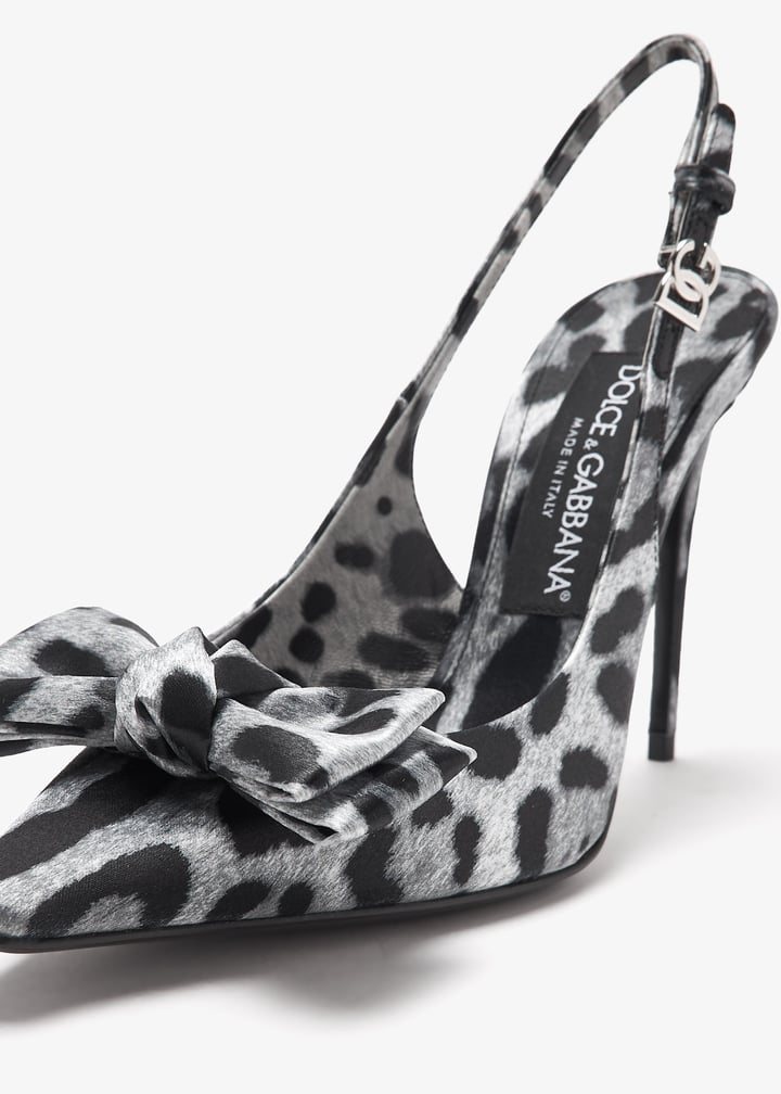 Dolce&Gabbana Leopard-print satin slingback pumps for Women