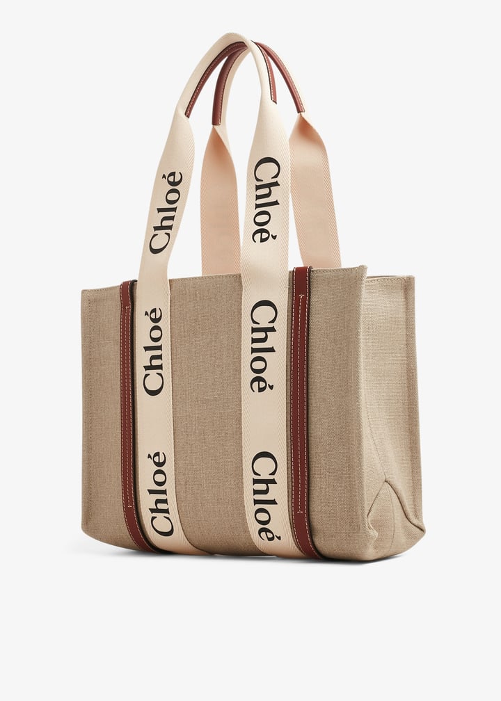 トートバッグ Chloe' Woody' tote bag Chloé Small Woody Tote Bag In Linen & Leather | Chloé US