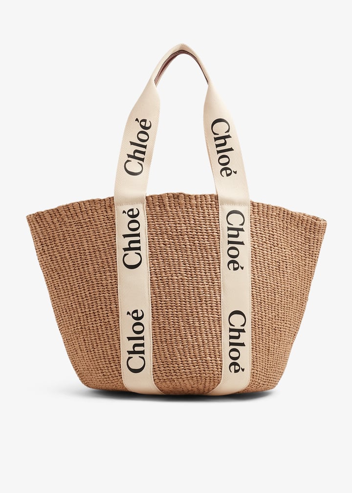 【関税込み】CHLOE WOODY MEDIUM' SHOPPING BAG Chloe Woody Medium Tote Bag in Linen | Neiman Marcus
