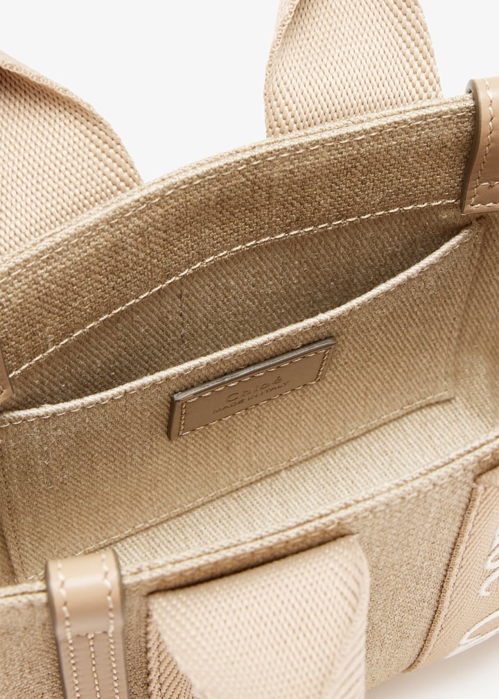【Chloe】WOODY BAG◆CHC24UP237L17 Chloé Mini Woody Tote Bag In Linen in Cement pink | Chloé US