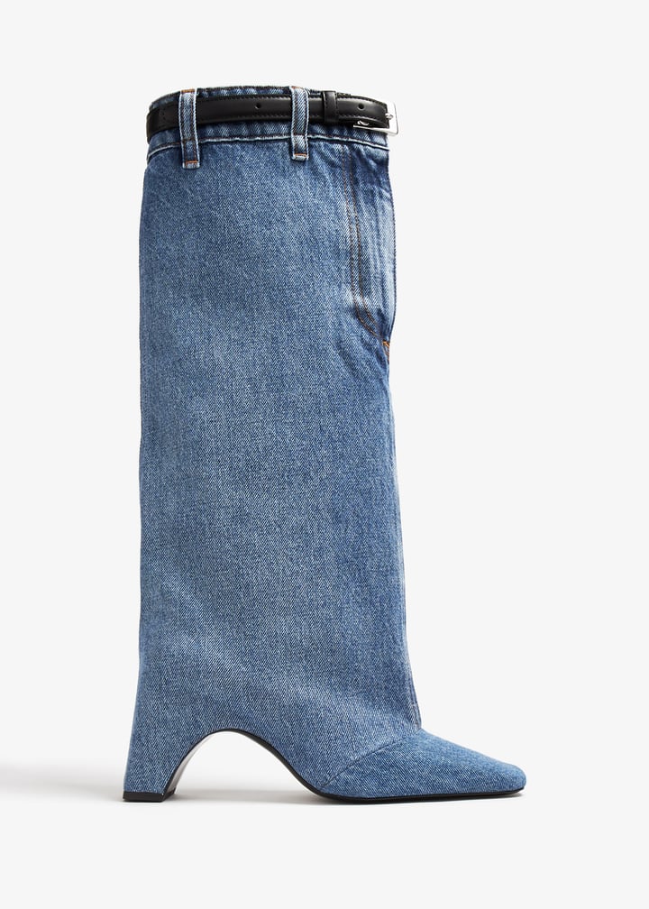 ブーツその他 COPERNI Woman Boots Denim COPSH50202 WASBLU Coperni Denim Over-the-knee Boots in Blue | Lyst