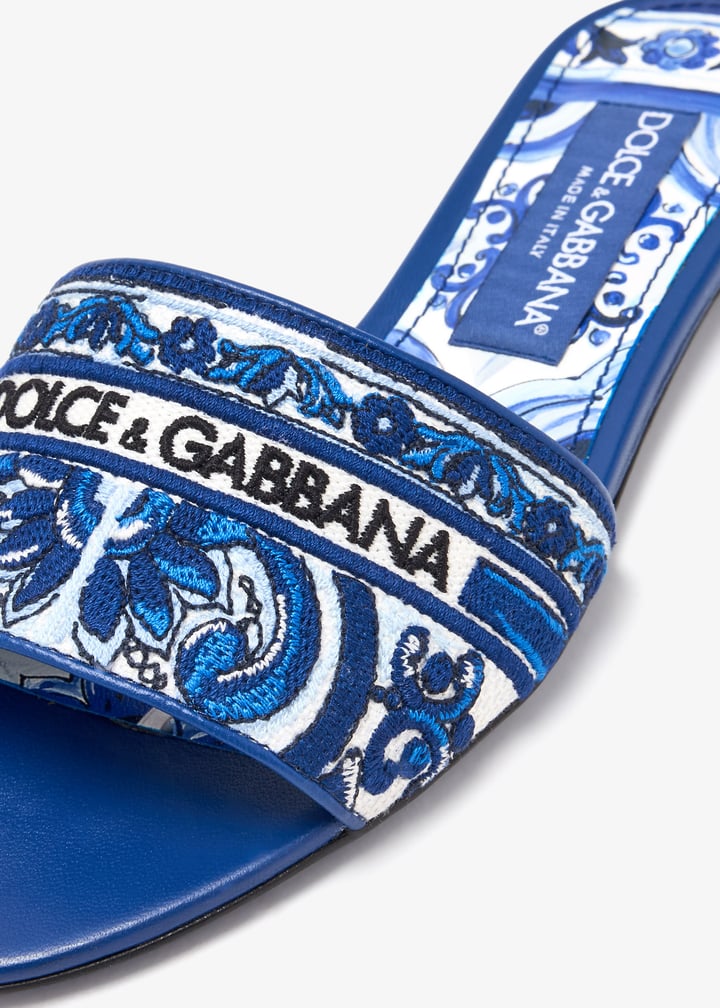 Dolce&Gabbana Maiolica-embroidered slide sandals for Women