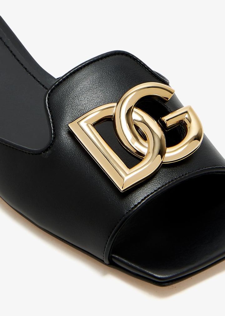 サンダル・ミュール Dolce&Gabbana LEATHER DG LOGO SANDALS Dolce&Gabbana DG slide sandals for Women - Black in UAE