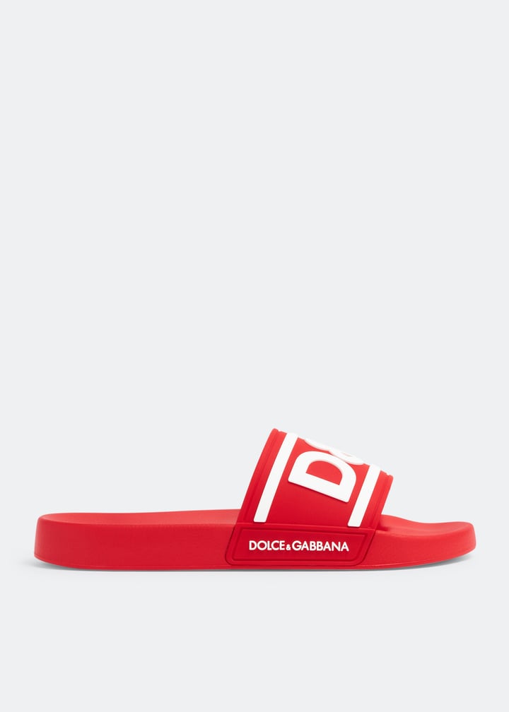 Dolce & Gabbana SLIDES WITH LOGO スライド サンダル ロゴ 美品】DOLCE & GABBANA ロゴ プレート スライドサンダル 黒41