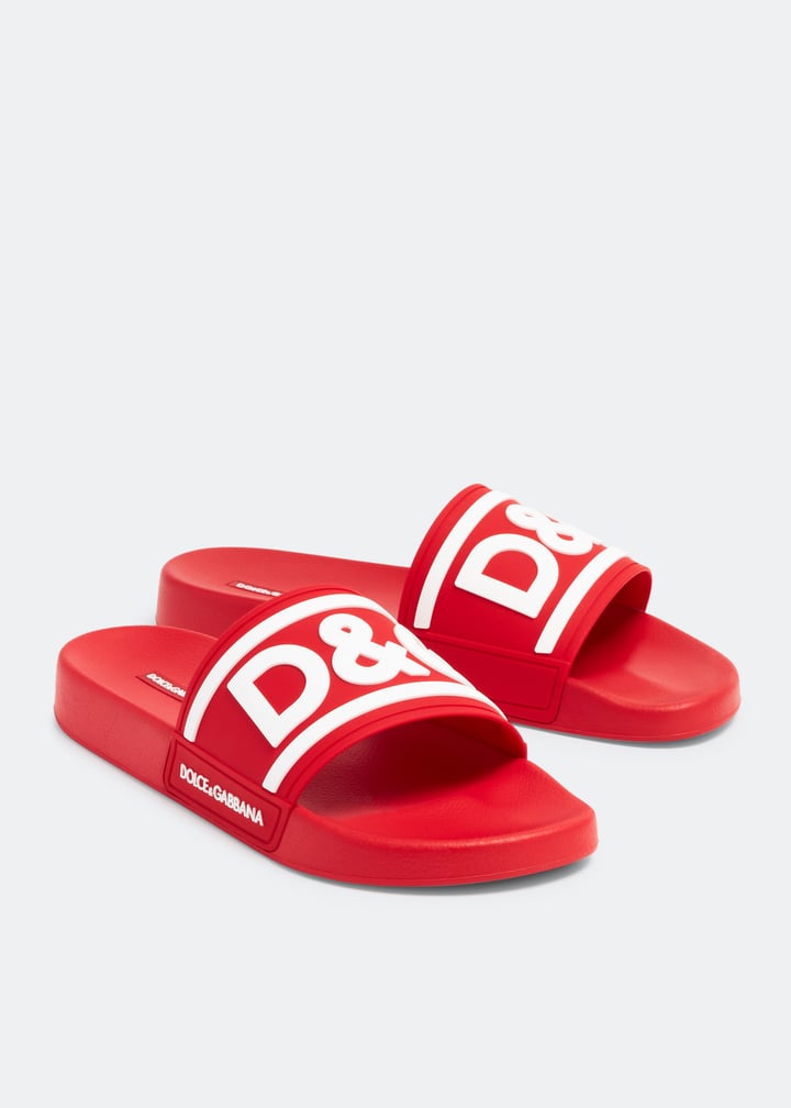 Dolce&Gabbana DG logo rubber slides for Men - Red in UAE