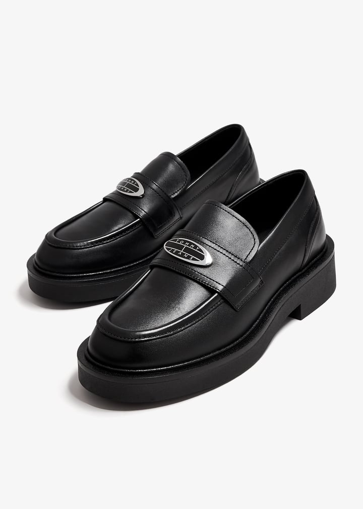 Leather chunky sole loafers