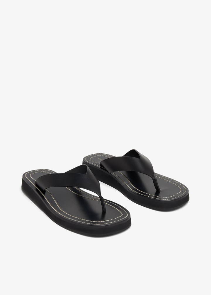 靴 THE ROW GINZA THE ROW Ginza leather and suede platform flip flops | NET-A