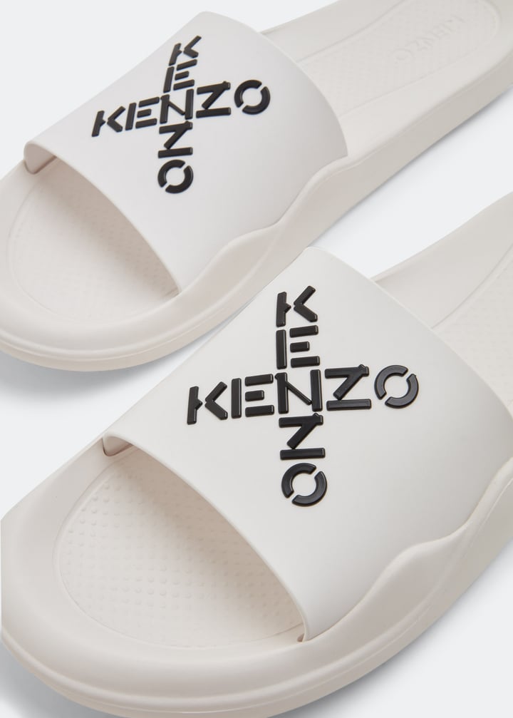 Kenzo Logo slides for Men - White in USA | Level Shoes display picture 3