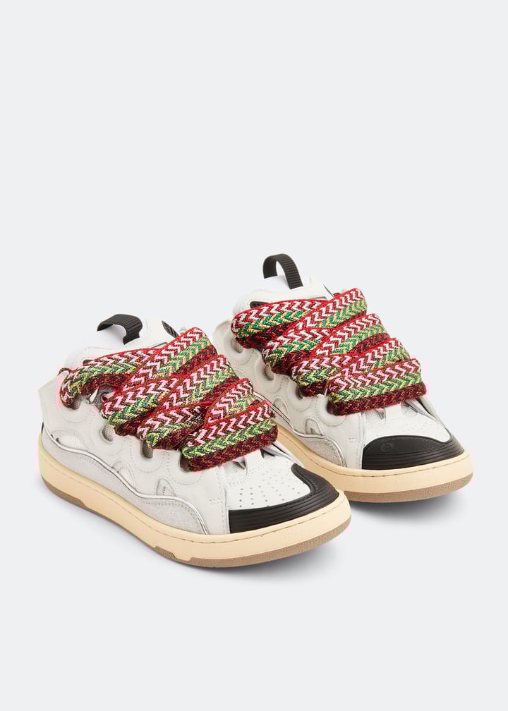Lanvin Curb leather sneakers for Women - Silver in UAE