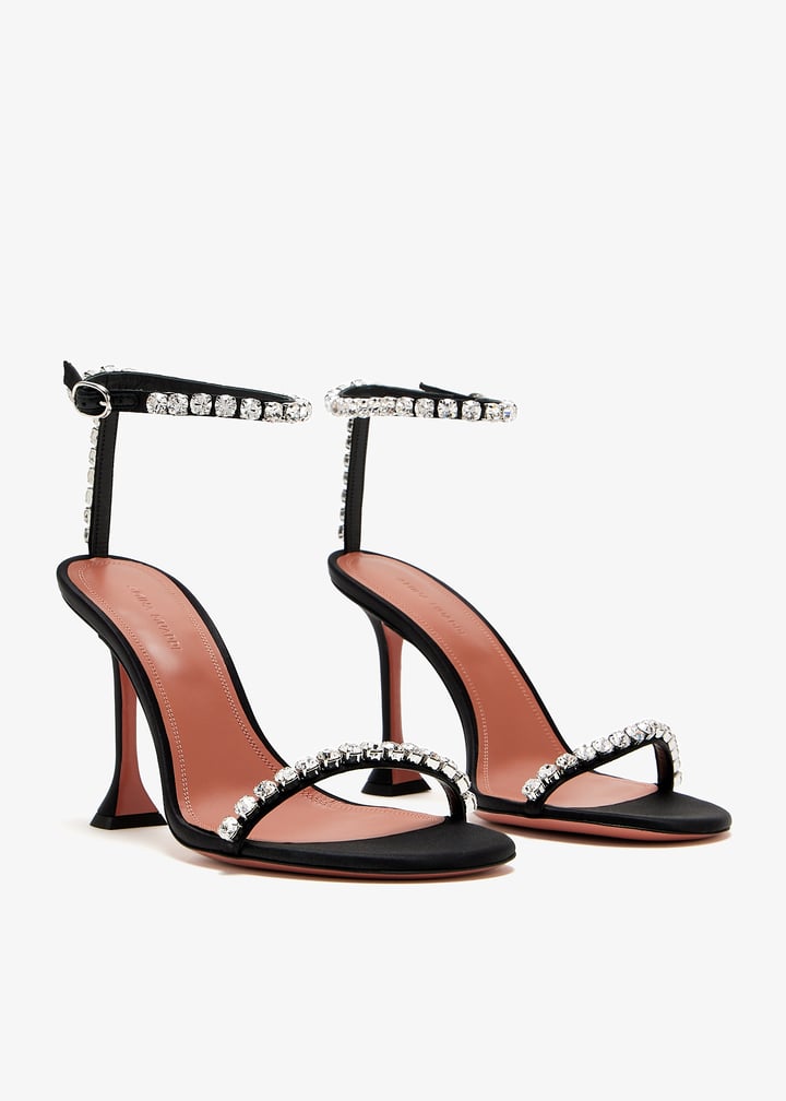 サンダル・ミュール AMINA MUADDI Black Satin Gigi Mules Amina Muaddi Gigi sandals for Women - Black in UAE | Level Shoes