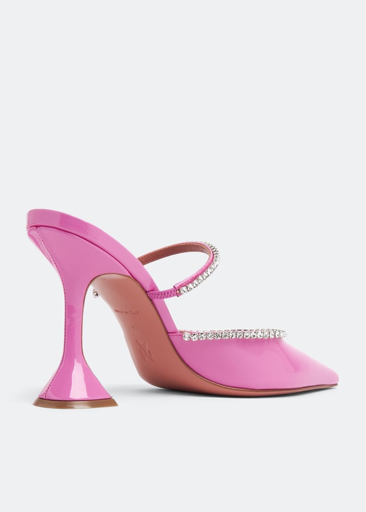 【関税込み】Amina Muaddi ピンク Glida ヒールサンダル Gilda 95 embellished PVC sandals in pink - Amina Muaddi