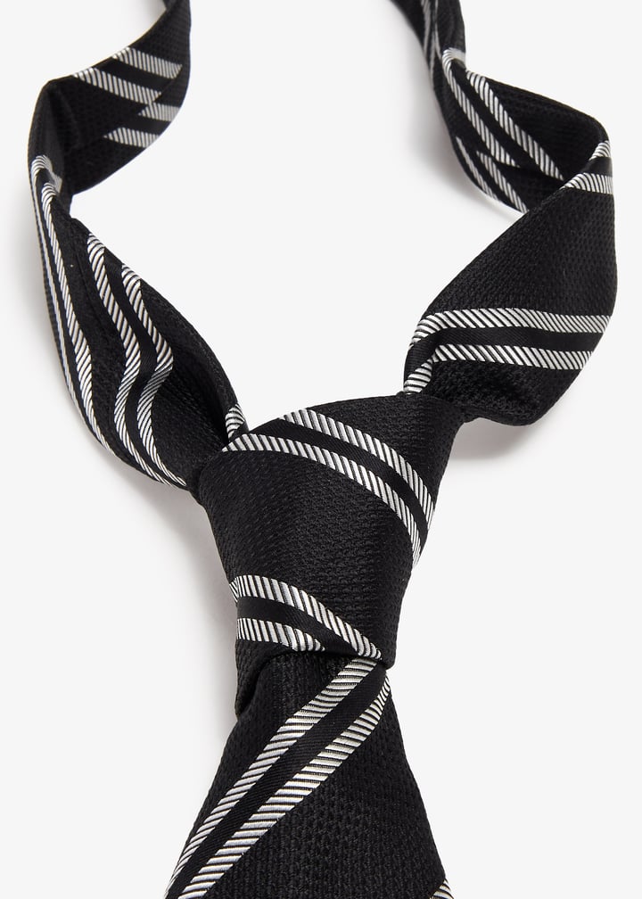 Dolce&Gabbana Striped silk jacquard tie for Men - Black in